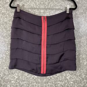 BB Dakota Purple Tiered Bold Pink Zipper Front Mini Skirt - Size 6 - Straight